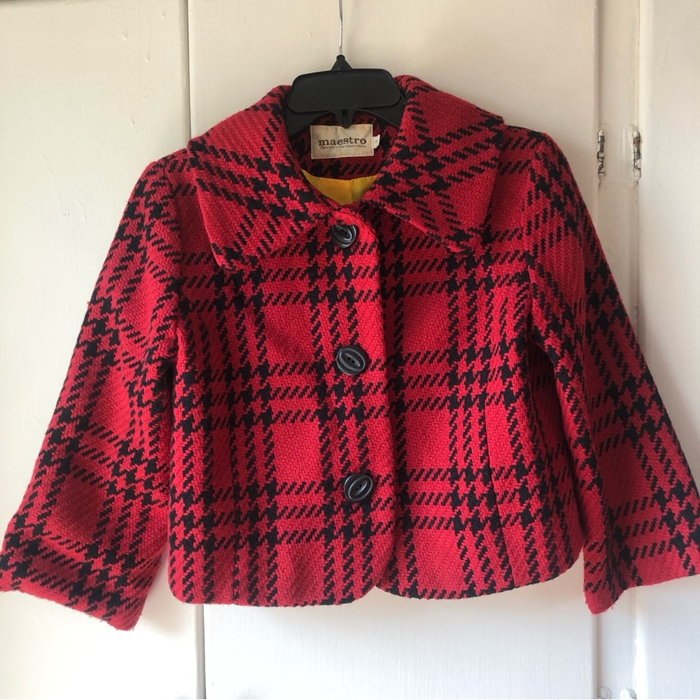 Vintage Maestro red houndstooth jacket